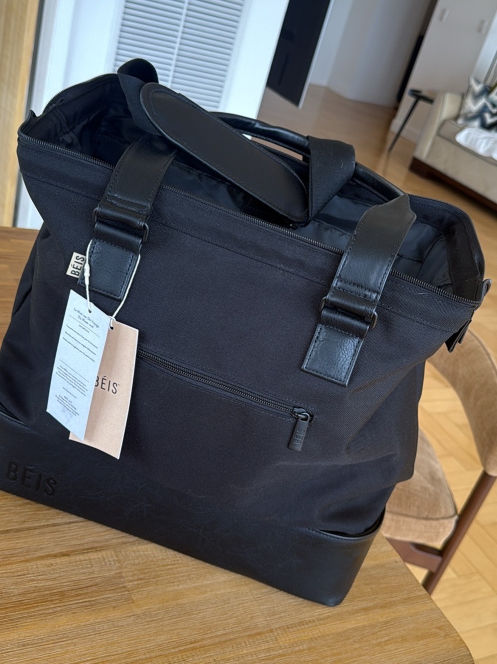 BEIS Black mini weekender Travel Tote